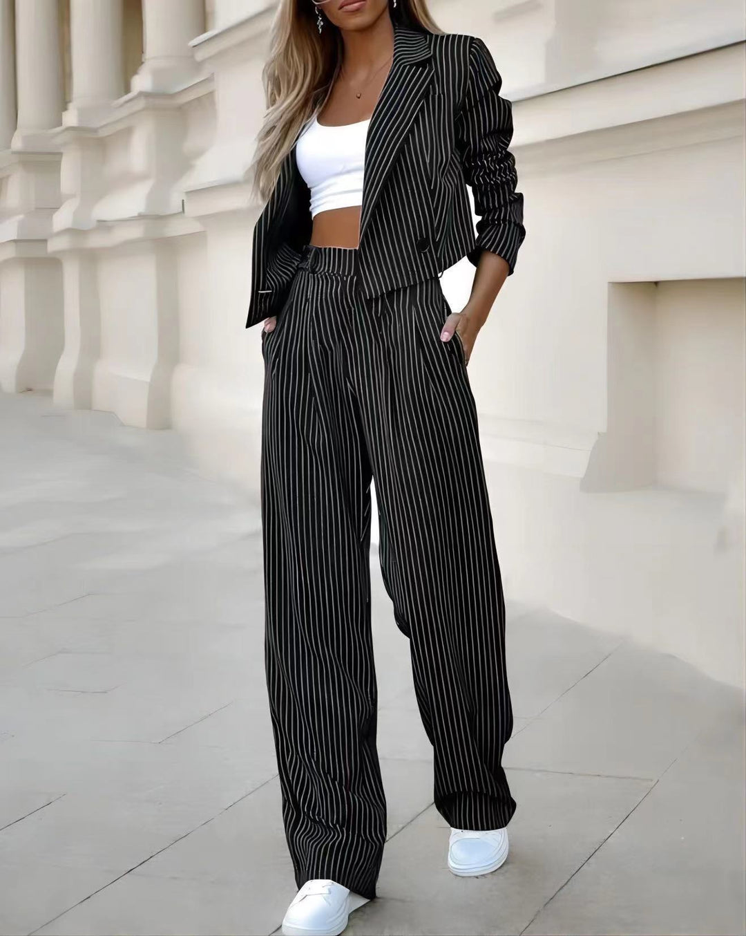 SOFIE - Striped Crop Top Suit